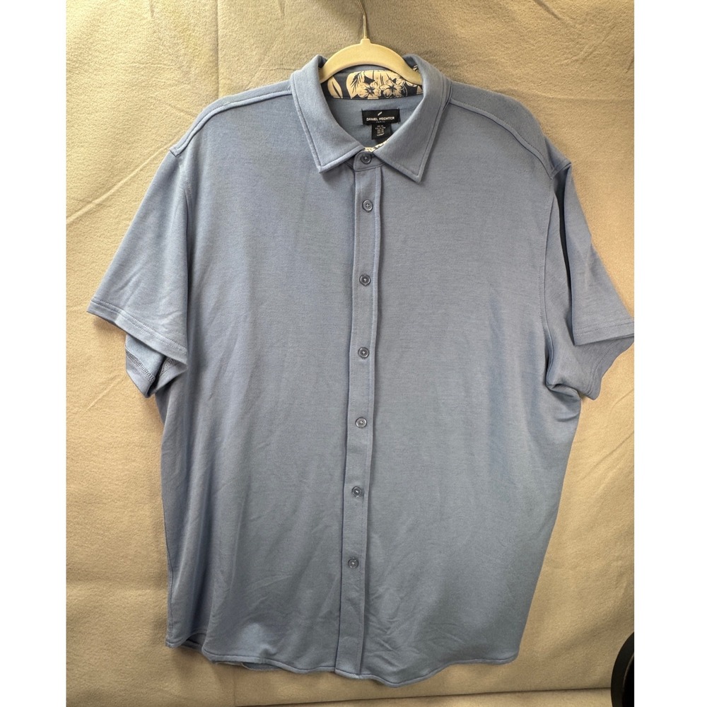 Daniel Hechter Paris Mens XL Blue‎ Short Sleeve Button Down Modal Blend Shirt